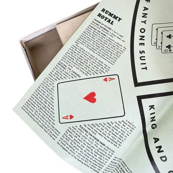 Vintage 1937 Rummy Royal Michigan Game Plastic Table Size Game Sheet Poker Chips